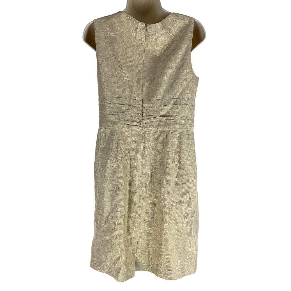 Shoshanna Gold Shimmer Sheath Dress Sleeveless Back Zip Size 8 - Picture 6 of 8